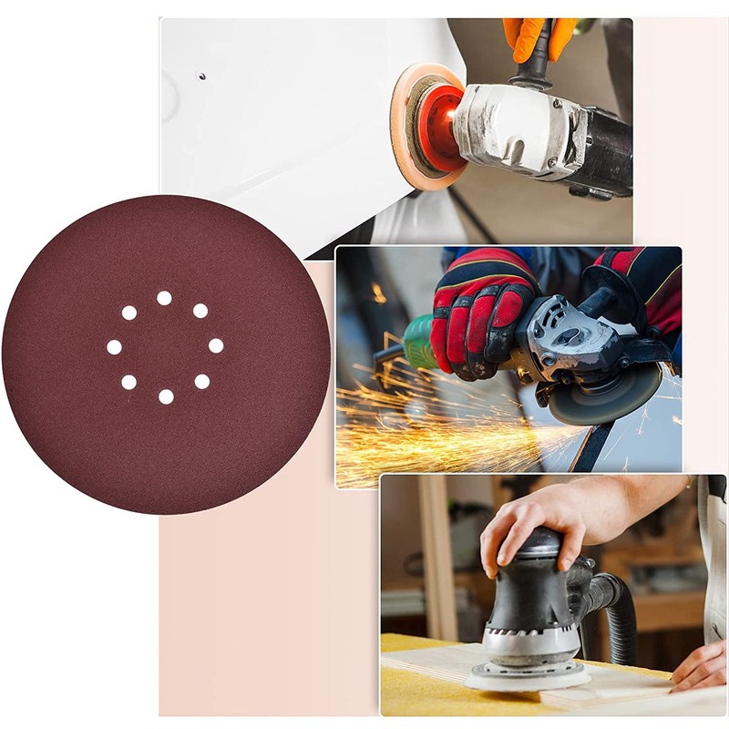 225mm Sanding Discs 80/120 Grit, 30Pcs 225mm Sandpaper Sheet 8