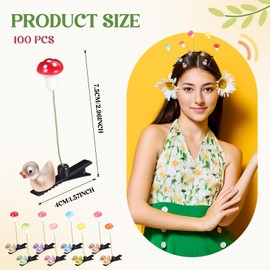 Tigeen 100 Pcs Duck Hair Clip with Bean Sprout and Mushroom Glow Rave Sprout Trinkets Hairpins Funny Festival Hair Accessories Plant Flower Barrettes Headwear for Women (Duck,Mushroom)
