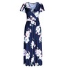 OUGES Women's V-Neck Pattern Pocket Maxi Long Dress(Floral-12,M)