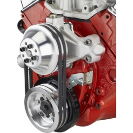 Speedway Motors 1:1 Pulley Combo, Small Block Chevy Short Pump Kit, Double Groove Water Pump Pulley and Double Groove Crank Pulley, Heavy-Duty Aluminum Construction