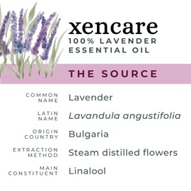 xencare Lavender USDA Organic Essential Oil | 100% Pure Natural Undiluted | Vegan Non-GMO Cruelty-Free | Premium Aromatherapy for Diffusers Baths & Topical Use (0.33 fl oz, 10ml)