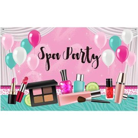 NEVKA Spa Party Supplies Decorations for Girls Sweet Pink Backdrop, 71 x 43 Inch Spa Backdrop Fabric, Sweet Pink Background Princess Style Make up Glamour Cosmetics Beauty Photo Booth Banner