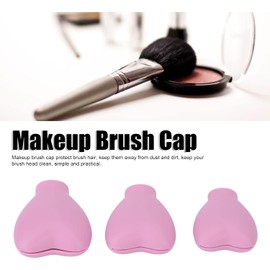 3 Fundas para Brochas de Maquillaje, Tapa Protectora de Brochas Cosméticas en Forma de Corazón de Silicona Portátil para Mujeres Y Niñas(Rosa)