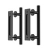 WINSOON 2PCS 12"Sliding Barn Door Handles Black Hardware with Flush