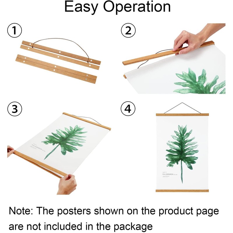 Magnetic Poster Frame Hangers, Wooden Poster Hanger Frames Hanging Kit