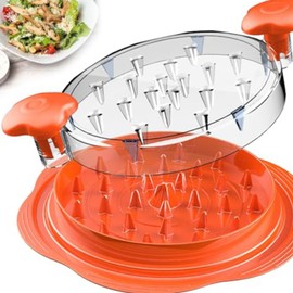 Chicken Shredder Tool Twist Large Meat Shredder with Ergonomic Handle, Anti-Slip Base, BPA-Free Visible Lid, Dishwasher Safe Perfect for Shredding Chicken, Pork, Beef, Tacos, BBQ (Orange)