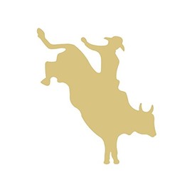 Cowboy and Bull Cutout Unfinished Wood Western Decor Rodeo Door Hanger MDF Shape Canvas Style 1