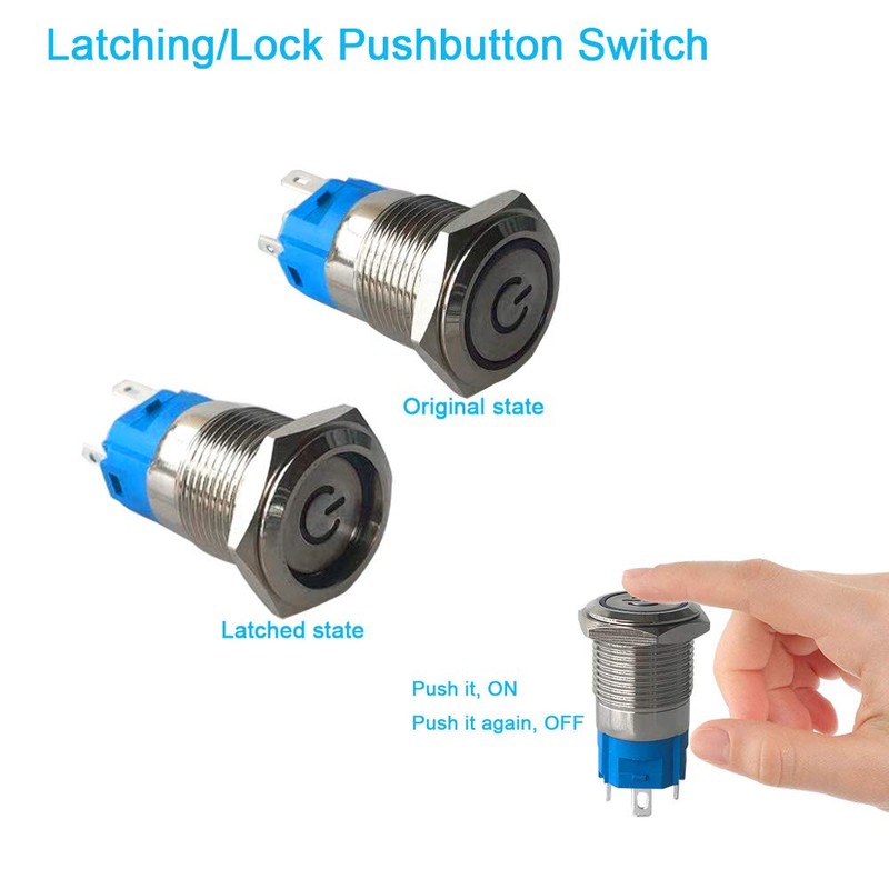 FULARR 3 Pcs Premium 19mm Self-Locking Latching Push Button Switch,