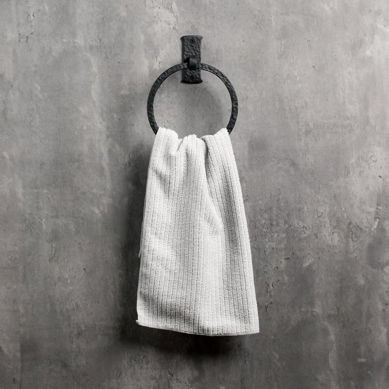 Fayesia Black Towel Holder - Blacksmith Handcrafted Wrought Iron -