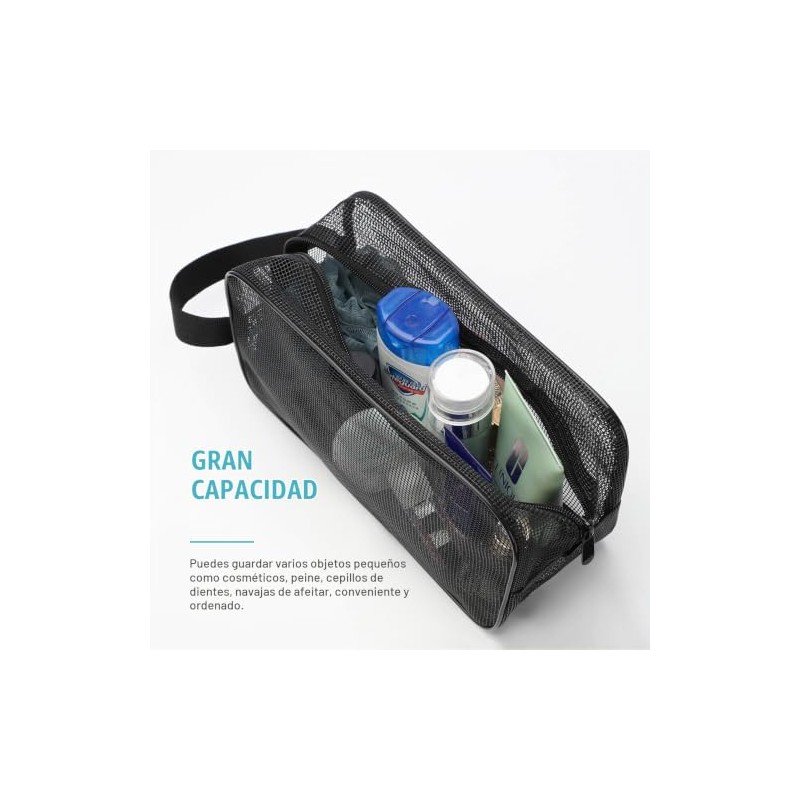 Bolsa de malla portátil para artículos de aseo personal, para