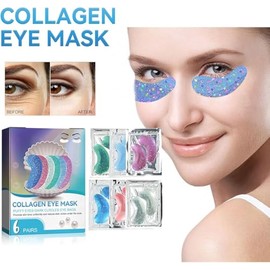 Mascarillas para ojos, 12 unidades, para reducir las arrugas, los ojos hinchados y las ojeras, geles de colágeno marino natural para ojos, parches par