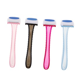 Outanaya 4pcs Facial Trimmer for Women Compact Manual Razor Efficient Tool with Reusable Blades Portable Design for Go Grooming Black Red Blue Pink