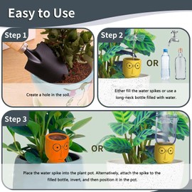 Wamine Terracotta Watering Spikes, 4-Pack Large Head - Automatic Slow Release Watering System, Ideal for Indoor & Outdoor Plants - Eco-Friendly Plant Care Solution