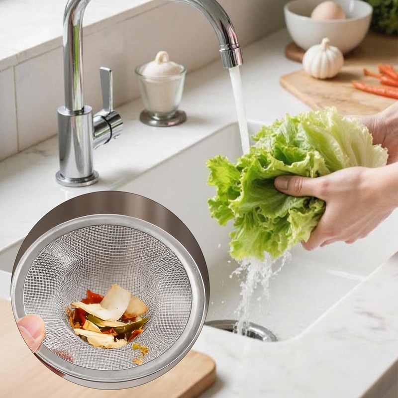 100pcs Mesh Sink Strainer, Stainless Steel Slop Basket Filter Trap,
