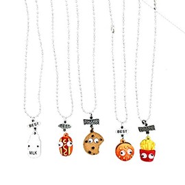 Caiyao 3-5Pcs Best Friends Forever Friendship Necklaces Cute Resin Colorful Doughnut Necklace Set French Fries Hot Dog Bread Hamburger Pendant Necklace BFF Jewelry for Women Gifts-B 5pcs