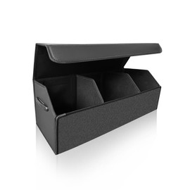 Car Organizers for Trunk for Suv Sedan, Leather Storage Box,Extra Large,Magnetic Lid,Collapsible and Adjustable, S004, Black