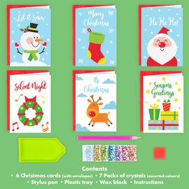 abeec Diamond Art Christmas Cards - Christmas Crafts for Kids - Christmas Stocking Fillers - Diamond Painting - Christmas Gifts for Kids - Christmas Cards Pack - Craft Christmas Decorations