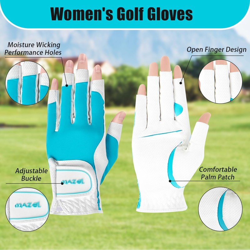 MAZEL Golf Gloves Women One Pair S M L XL,