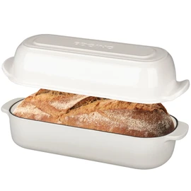 Enameled Cast Iron Loaf Pan with Lid, Dutch Oven Bread pan for Homemade Sourdough Bread Baking, 12.5x5.5 inch, 5qt, White