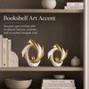 White and Gold Abstract Ceramic Sculpture Set of 2, Modern