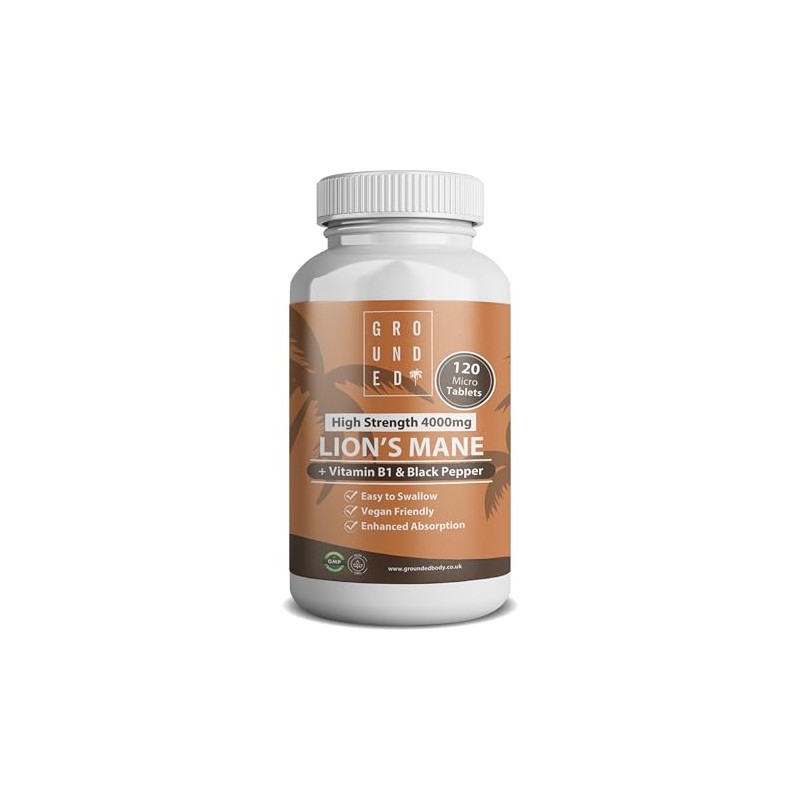 Grounded High Strength Lion’s Mane Supplement 4000 mg with Vitamin