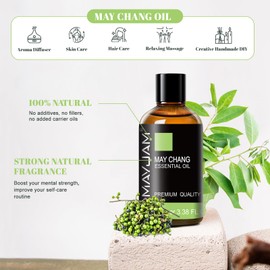 May Chang (Litsea Cubeba) Essential Oil, MAYJAM 3.38FL.OZ Essential Oils for Diffusers, 100ML Pure May Chang Oil for Skin Care, Hair Care, DIY Crafts, Yoga