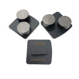 Redi-Lock Concrete Floor Preparation Disc, Diamond Metal Grinding Shoes, Double Round Segs Compatible for Husqvarna Grinder, 30/40 Grit Medium Bond, 3PCS