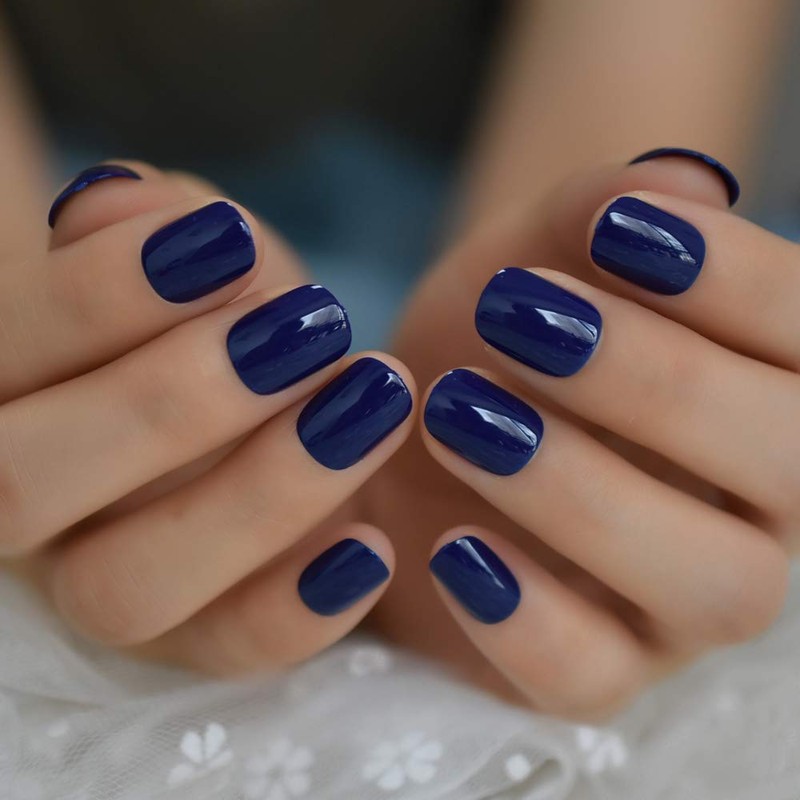 CoolNail Pure Solid Royal Blue False Nail 24pcs/kit Squoval Fake