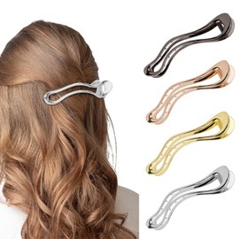 CURASA Metal Hair Clips, 4PCS Flat Hair Clips for Women Geometric Claw Clips Metal French Barrette Irregular Alligator Duck Billed Hair Claw Clips for Thick Hair Lay Down Hair Clip Hair Accessories