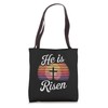 Retro Sunset Christian Easter He Is Risen Tote Bag