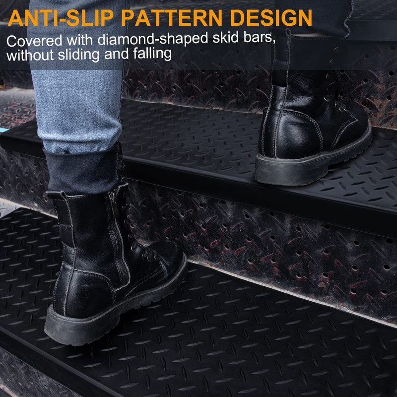 Spurtar Rubber Stair Treads, 30" x 10" 3PCS Outdoor Rubber