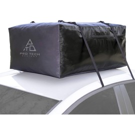 Voyager 10 Cubic Feet Waterproof Rooftop Cargo Roof Bag, No Roof Rack Needed UV-Protected PVC Semi-Coated Mesh, Welded Seams, Water Seal Zipper, 36" L x 30" W x 16" H, Includes Straps