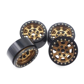 DJX 4PCS 1.9'' Aluminum Beadlock Wheel Rims for 1/10 Rc Crawler Axial Scx10 II D90 CC01 D110 (Bronze+Black)