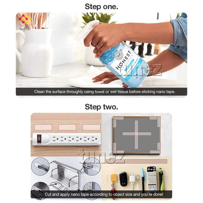 TUNEZ® Reusable Double-Sided Nano Tape, Traceless, Multipurpose Nano Grip Tape,