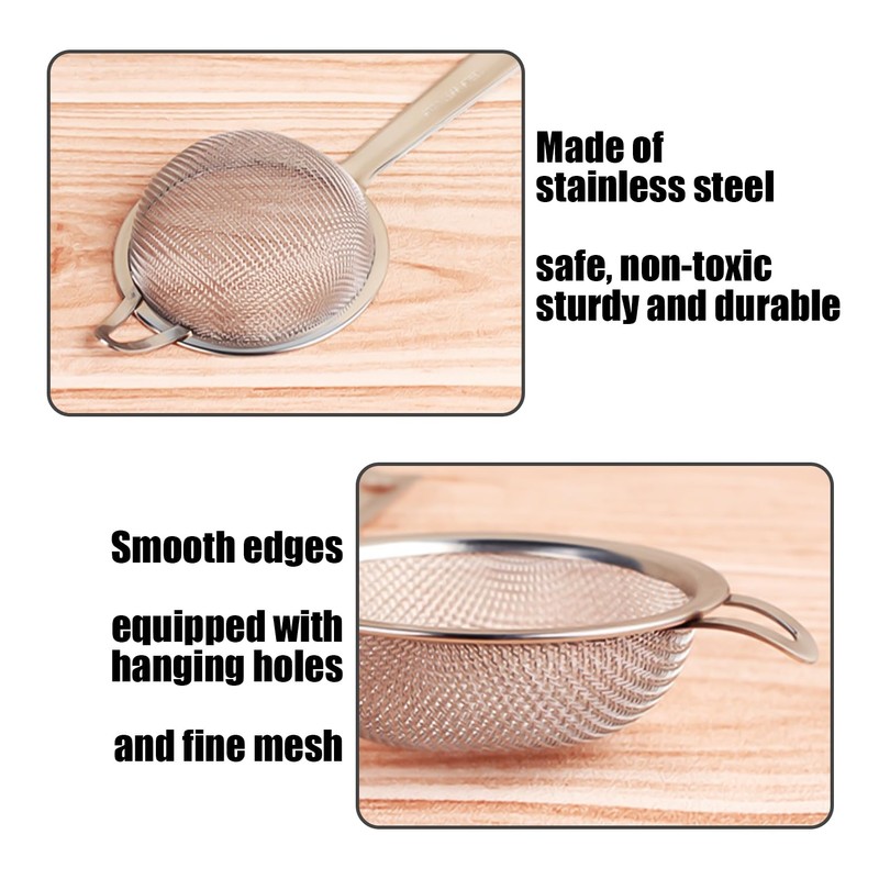 2 Tea Strainers, 2 Small Cleaning Brushes, Fine Mesh Tea