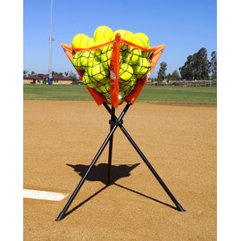 Bownet Ball Caddy, Multi-Sport Practice Ball Caddy Net for Softballs, Baseballs, and Tennis Balls, 36" Tall, Portable Trainer with Durable Nylon Netting and Powder-Coated Steel Frame