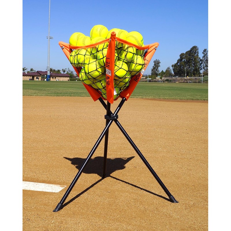Bownet Ball Caddy, Multi-Sport Practice Ball Caddy Net for Softballs,