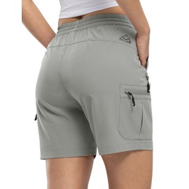 TBMPOY Women's Hiking Cargo Shorts Lightweight Quick Dry Athletic Summer Shorts Golf Travel Camping with Zipper Pockets (Light Grey, XS)