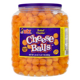 Utz Cheese Balls – 23 Ounce Barrel (1.44 lbs) – Made with Real Cheese, Resealable Container, Gluten Free, Easy and Quick Party Snack