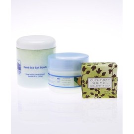 Body Scrub Gift Sets, Greenwich Bay Soap: 32 oz Cucumber/Melon Salt Scrub, 8 oz Cucumber/Melon Shea Butter, Greenwich Bay Trading Company 6.35 oz Cucumber Olive Shea Butter Soap