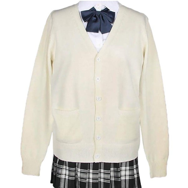 NANNRE School Cardigan, Knit, 100% Cotton, Top, Plain, Long Sleeve,