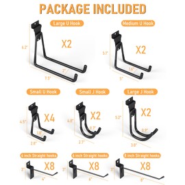 INCLY 36 Pack Heavy Duty Slatwall Hooks, Black Slatwall Panel Accessories Assortment, Slat Wall Hanging Hooks and Hangers for Garages, Sheds, Basements, Retail Stores