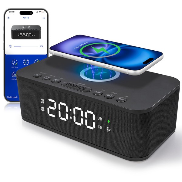 Dual Alarm Clock Radio Bedroom, Digital Alarm Clocks Bedrooms Bluetooth,