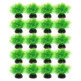 VOCOSTE 20 Pcs Aquarium Plastic Plants, Artificial Aquatic Plant for Fish Tank Landscape Plants Decor, Green, 1.97"