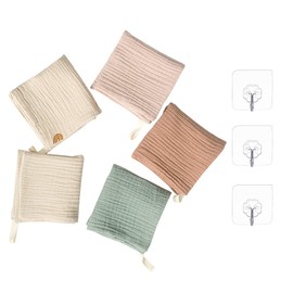 Gauze Handkerchief, Baby Gauze Towel, Gauze, Handkerchief, 100% Cotton, 4-Layer Gauze, For Babies, Newborns, Girls, Boys, Nursery Schools, Baby Showers, Includes 3 Hooks