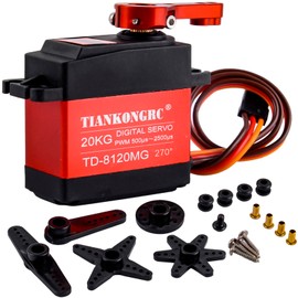 Wishiot 20kg Digital Servo Motor Waterproof High Torque Full Metal Gear RC Servo for 1/8 1/10 RC Car Model DIY, TD-8120 (20KG 270°)