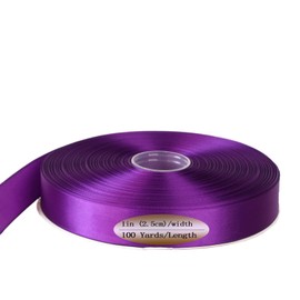 Ribbon, Grosgrain Polyester Ribbon -100 Yards, for Gift Wrapping, Hair Accessory Ribbon, Flower Packaging, Bow Making & Christmas Decorations (Purple Satin Ribbon) 1" (2.5cm)