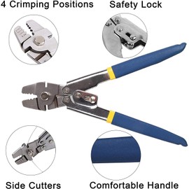 Fishing Crimping Pliers Heavy Duty + 500pcs Crimp Sleeves Set Hand Crimper Plier Set Wire Rope Crimpers Fishing Tackle Pliers Built-in Wire Cutters Crimp Sleeves 4 Size Crimping