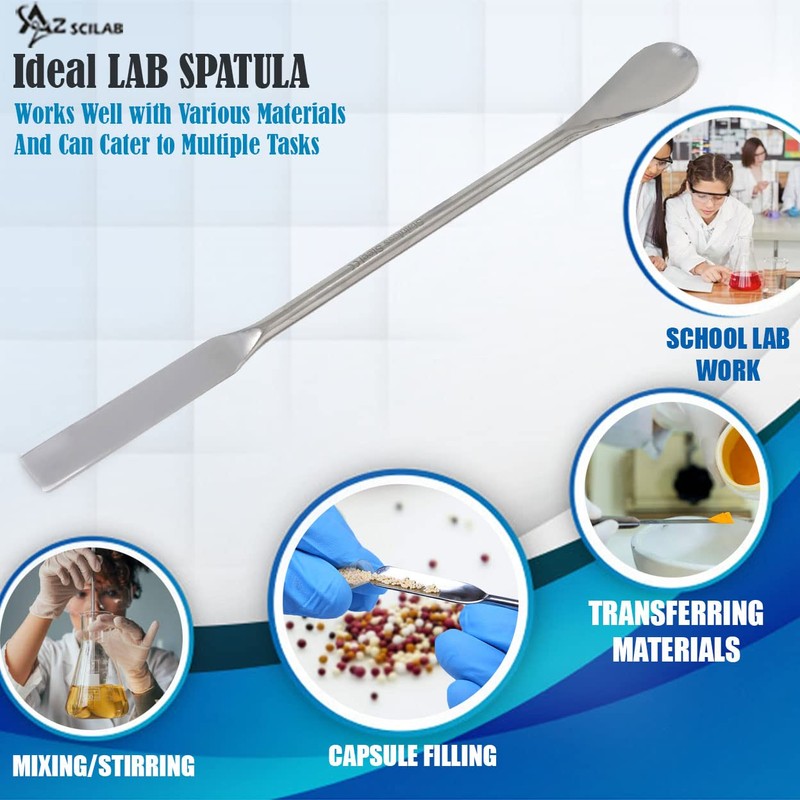 A2Z-DE002 Stainless Steel Double Ended Micro Lab Spatula Sampler, Square