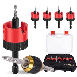 Rodison Countersunk Drill Wood Set, 5-Piece Adjustable Drill Countersink (2.8 - 4.0 mm) with Depth Stop, 1/4 Inch Hex Shank and Screwdriver for Woodworking and Drilling